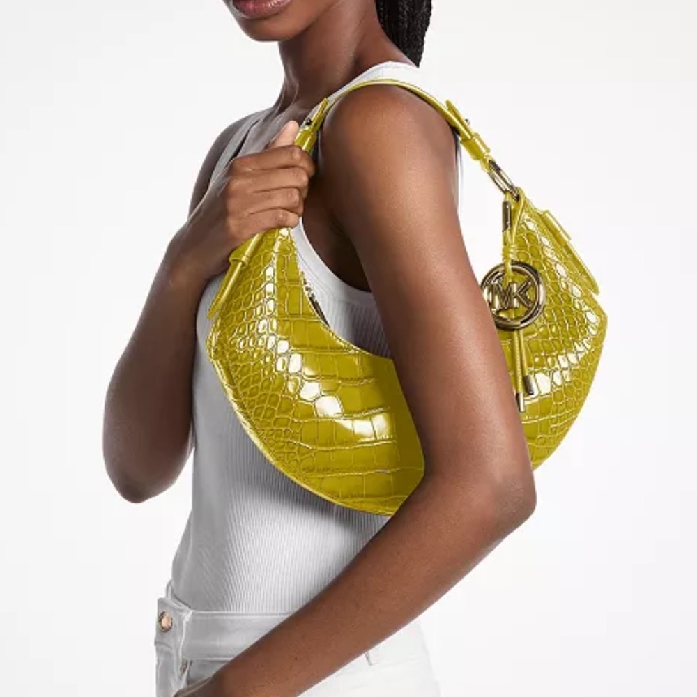 MICHAEL KORS NWT Koa Patent Leather Medium Shoulder Bag & dust bag*, croc - Picture 3 of 17